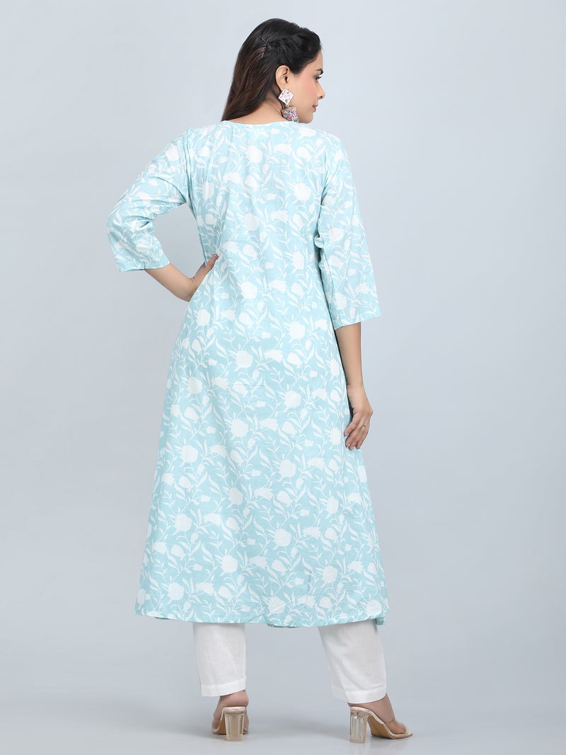 Shifory Floral Print Sky Blue Kurti Set for Women - Image 2